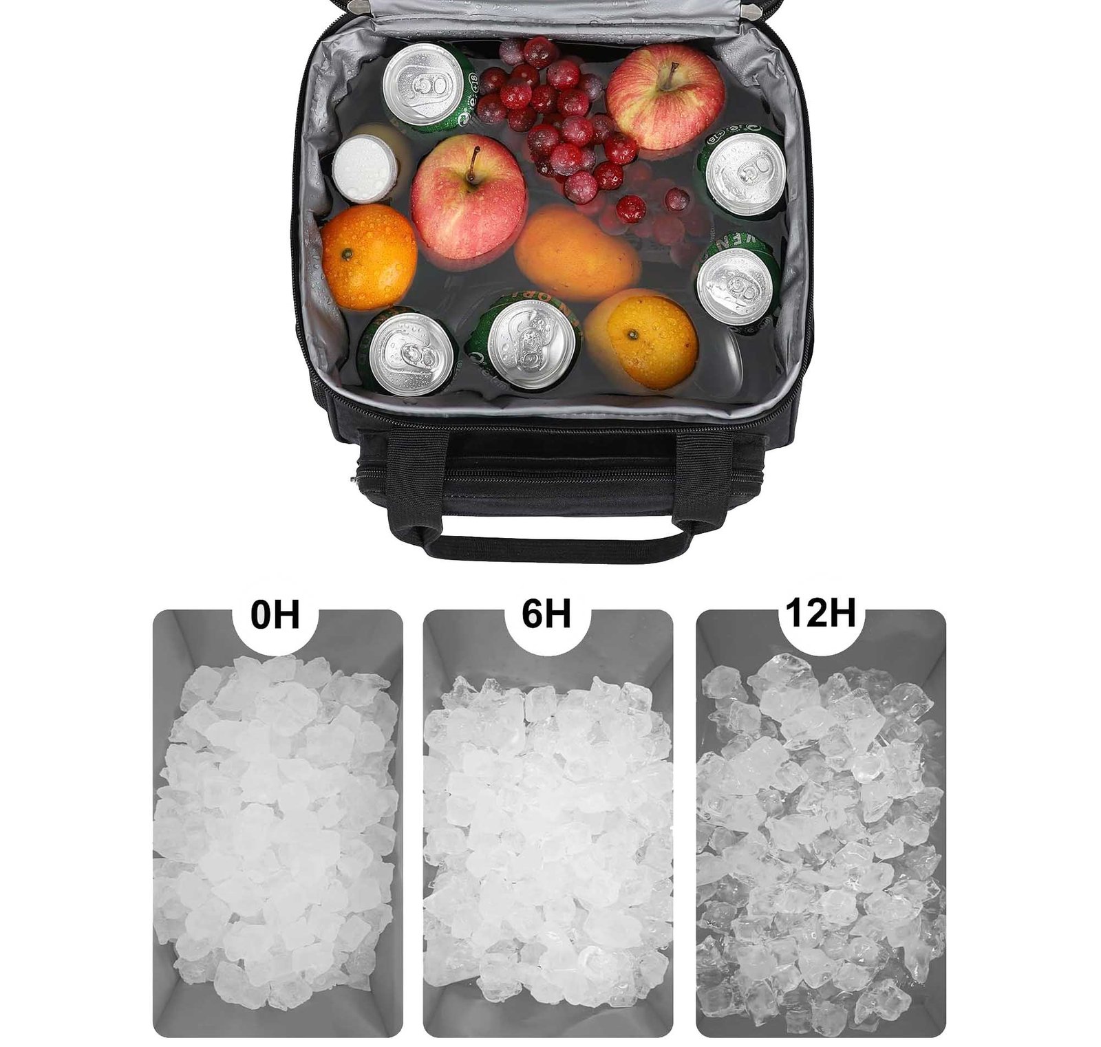 A close-up image of the shiny interior lining of a cool bag