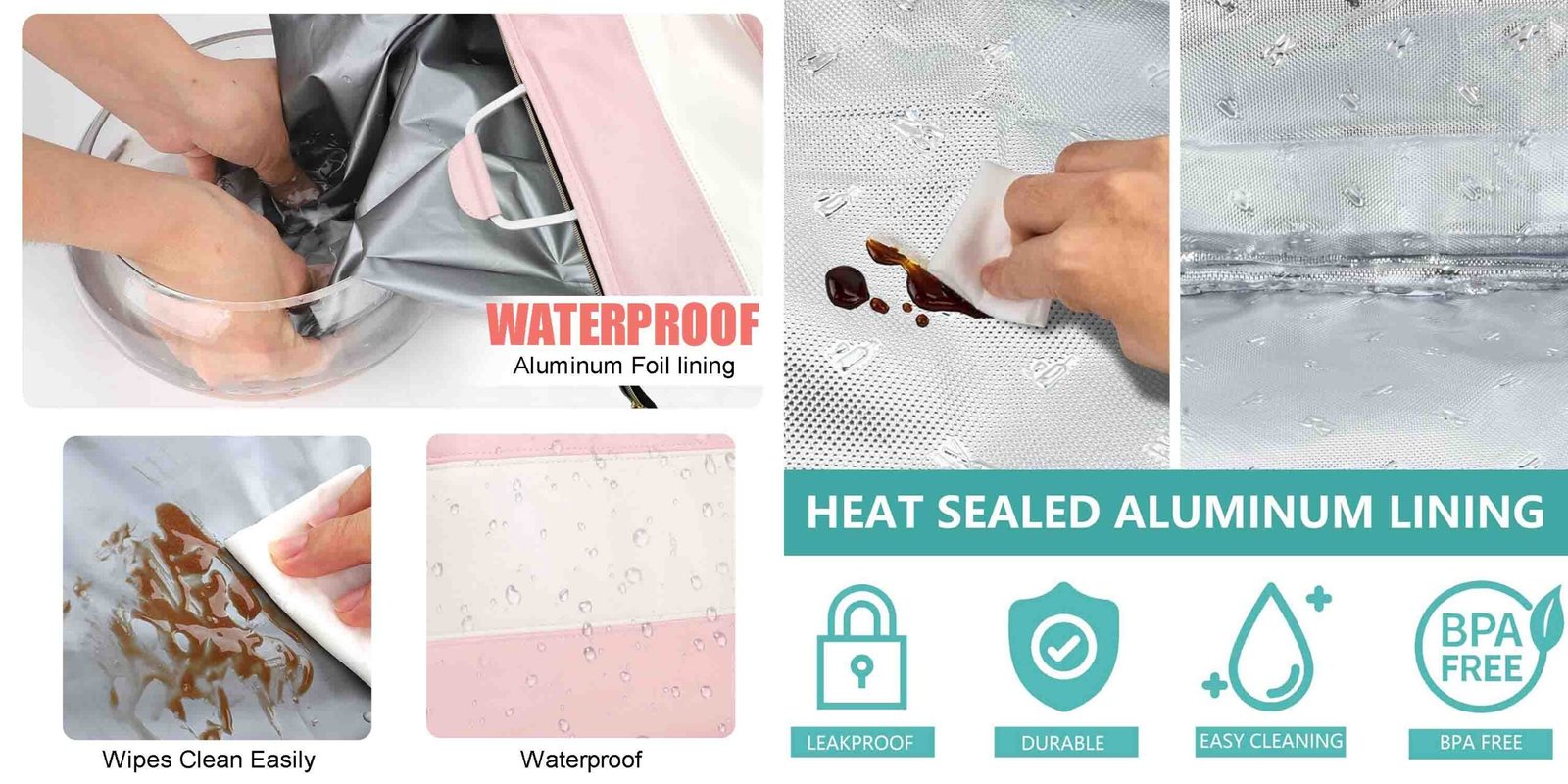 A comparison image of different bag lining fabrics