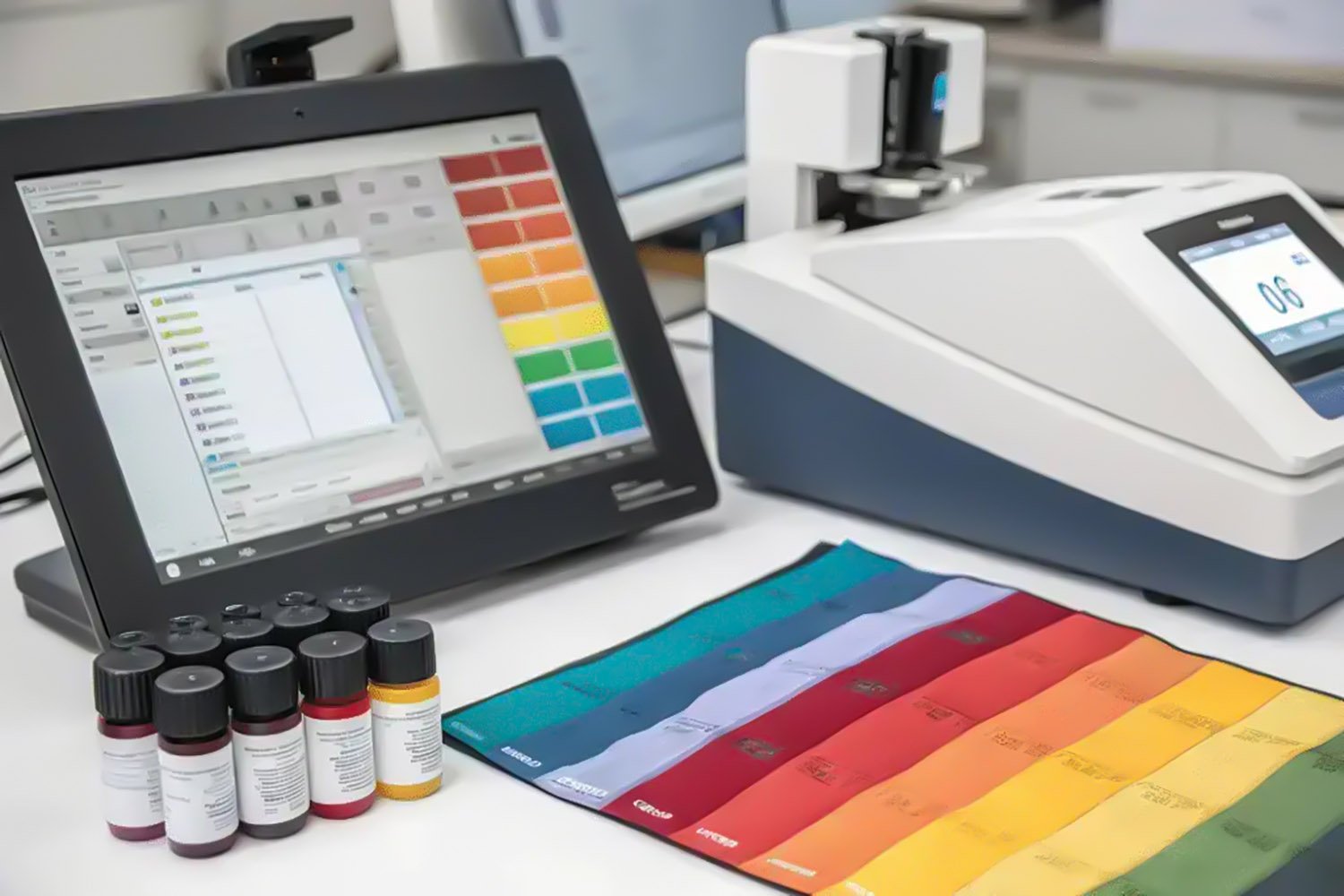 Workers inspecting fabric rolls for defects