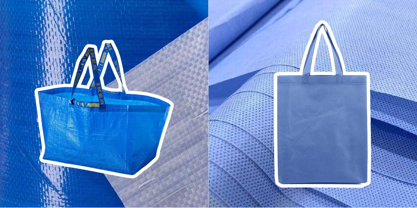 Close up texture of PP woven vs non woven material