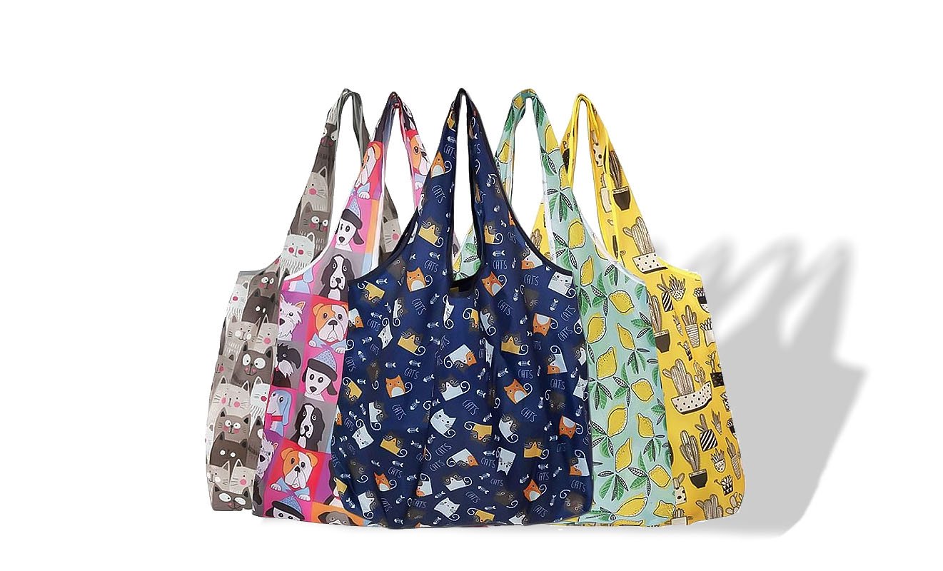 Heat press sublimation process on a polyester tote bag