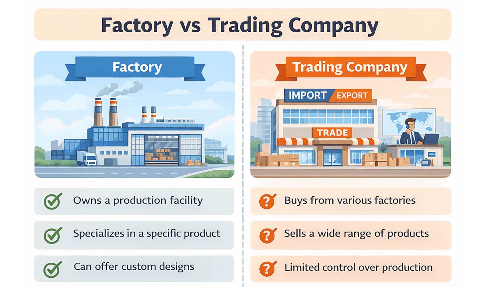 difference between factory and trading company