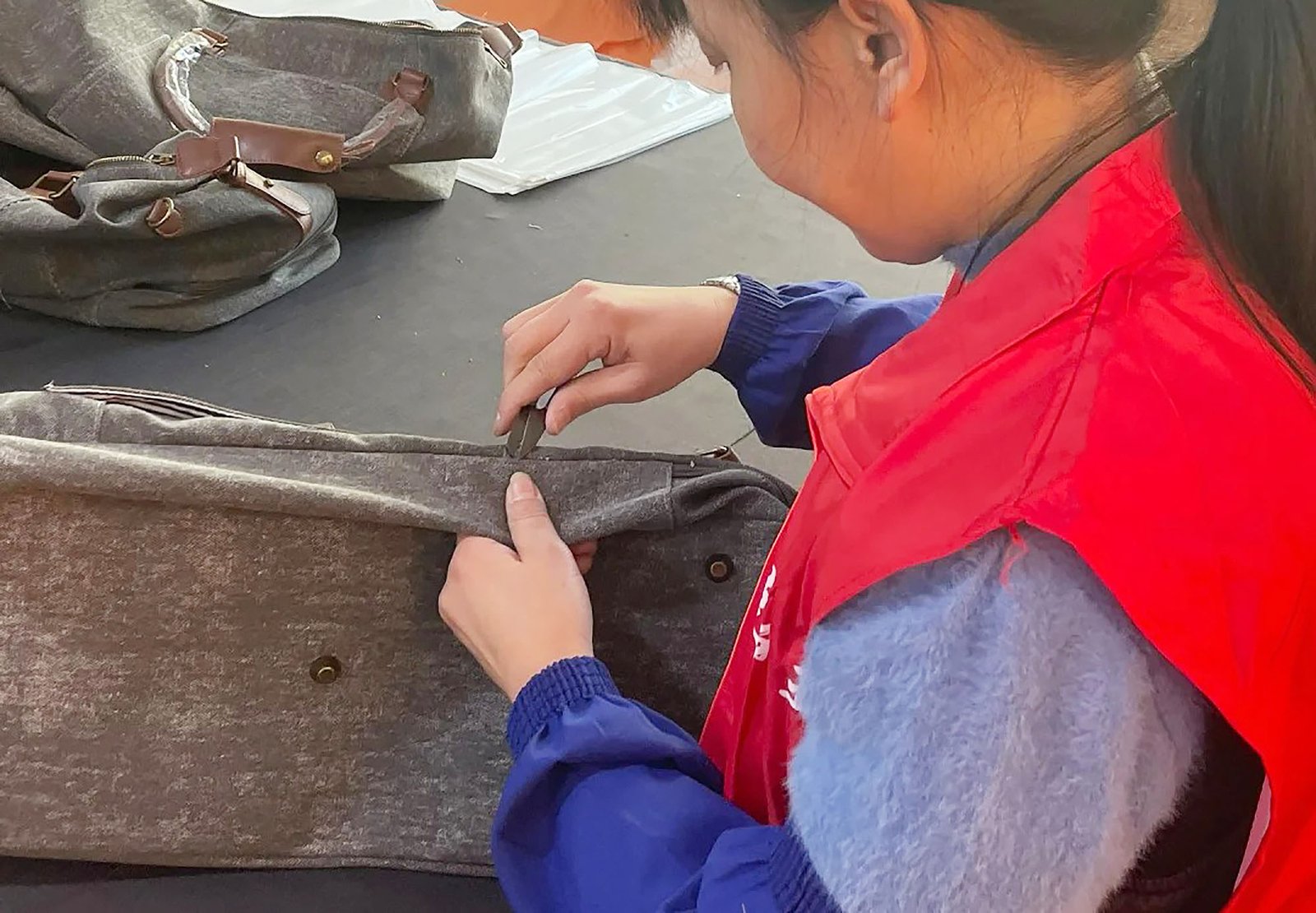 quality control inspection in bag factory