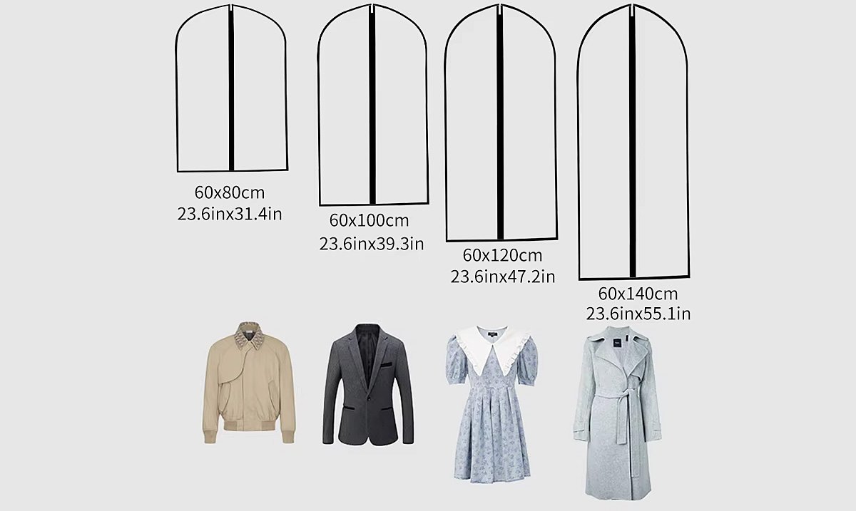 garment bag size for suits dresses coats