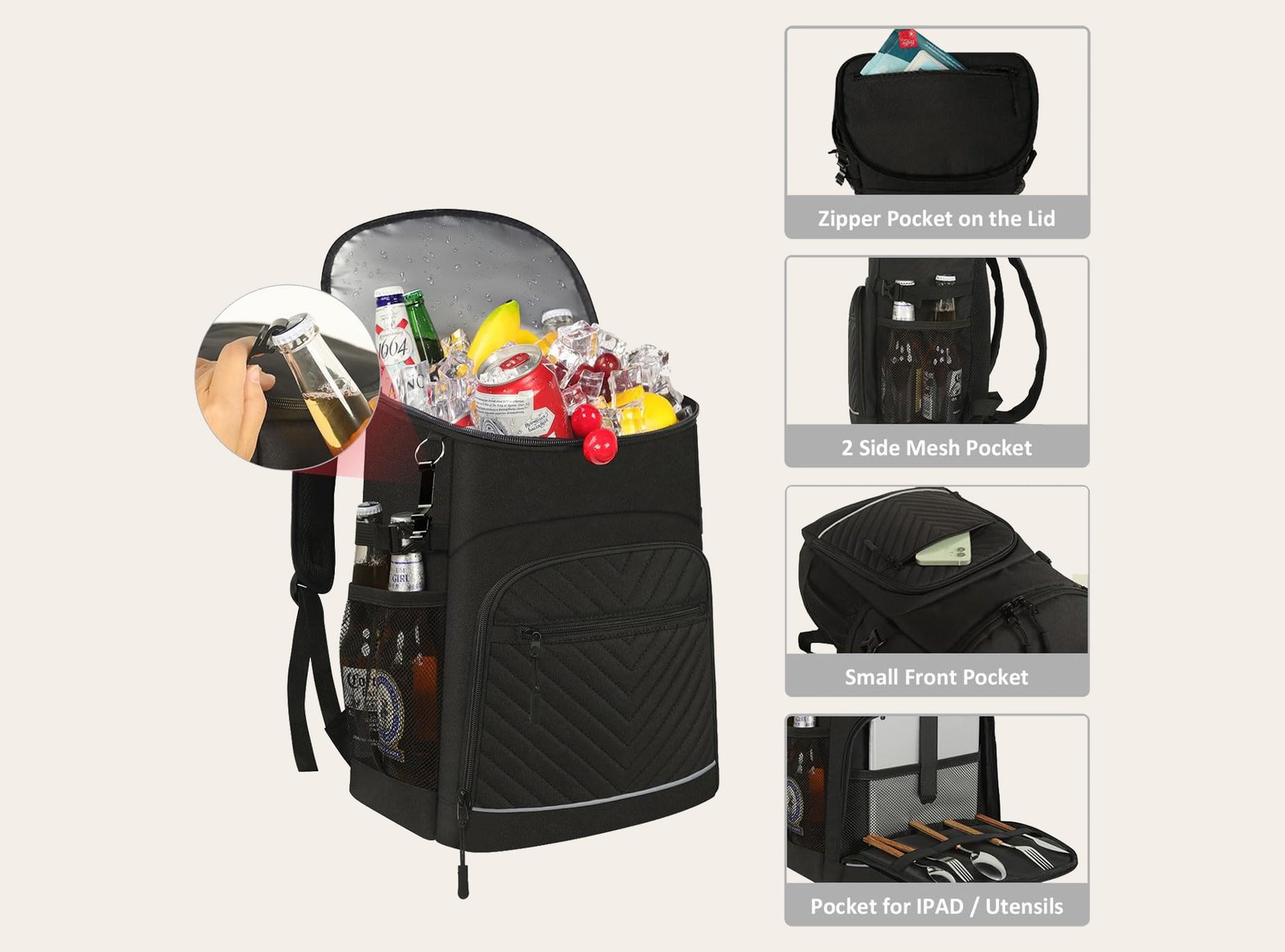 cooler backpack with dry storage compartment