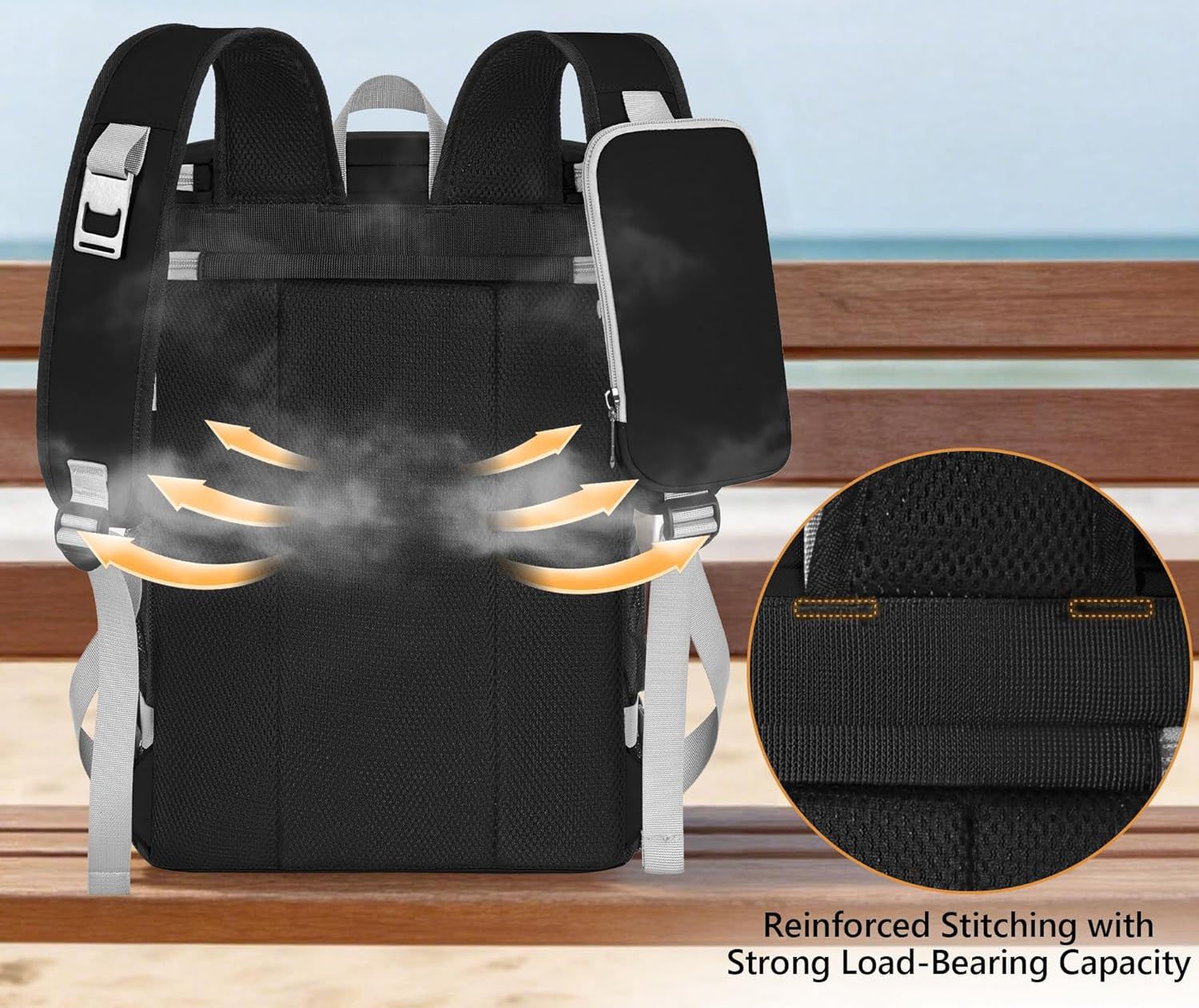 cooler backpack strap and back panel structure