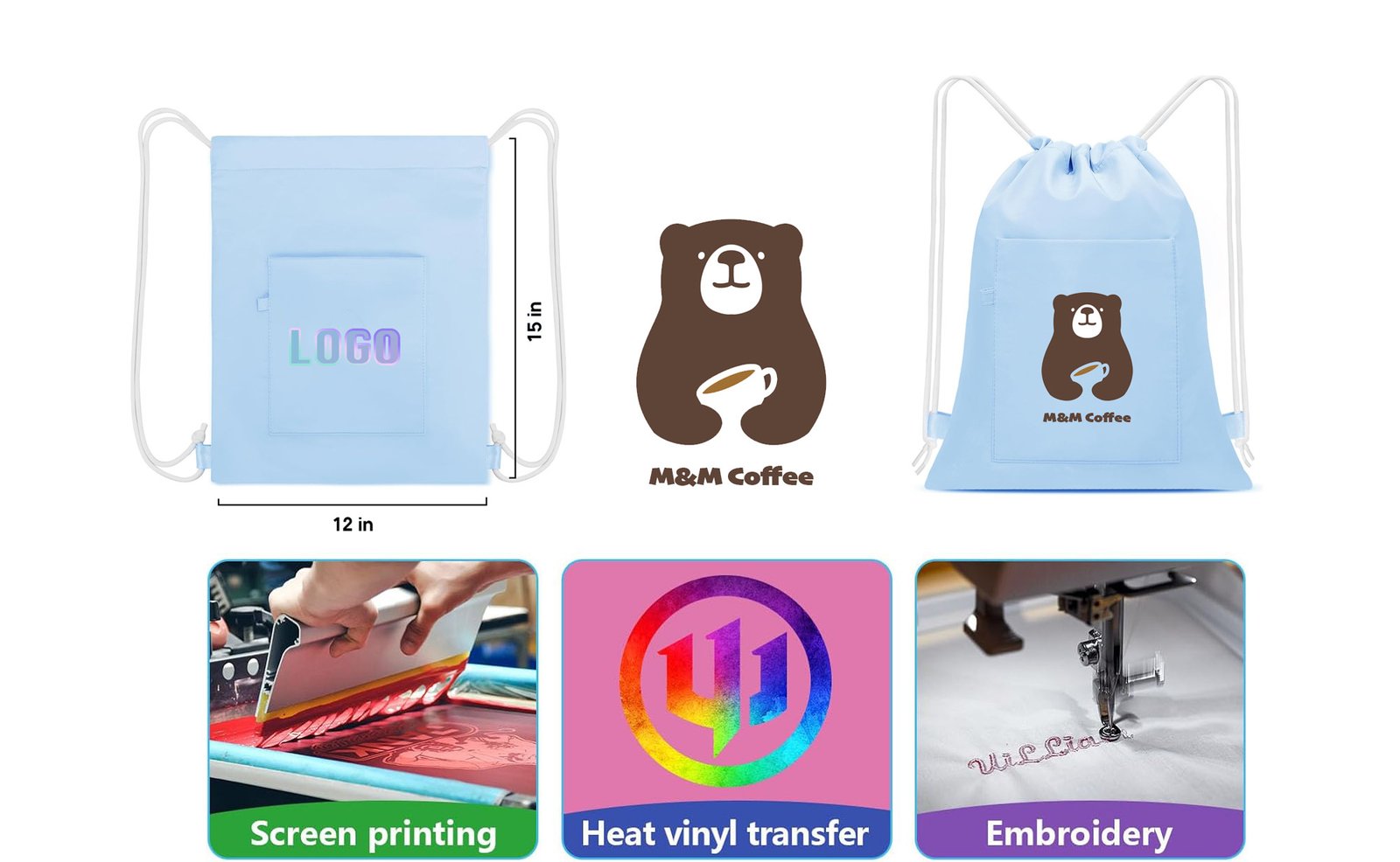 custom logo drawstring bags