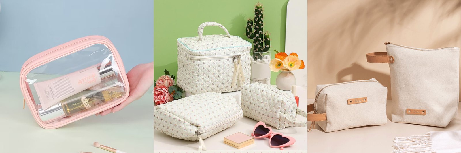 clear quilted canvas cosmetic bags