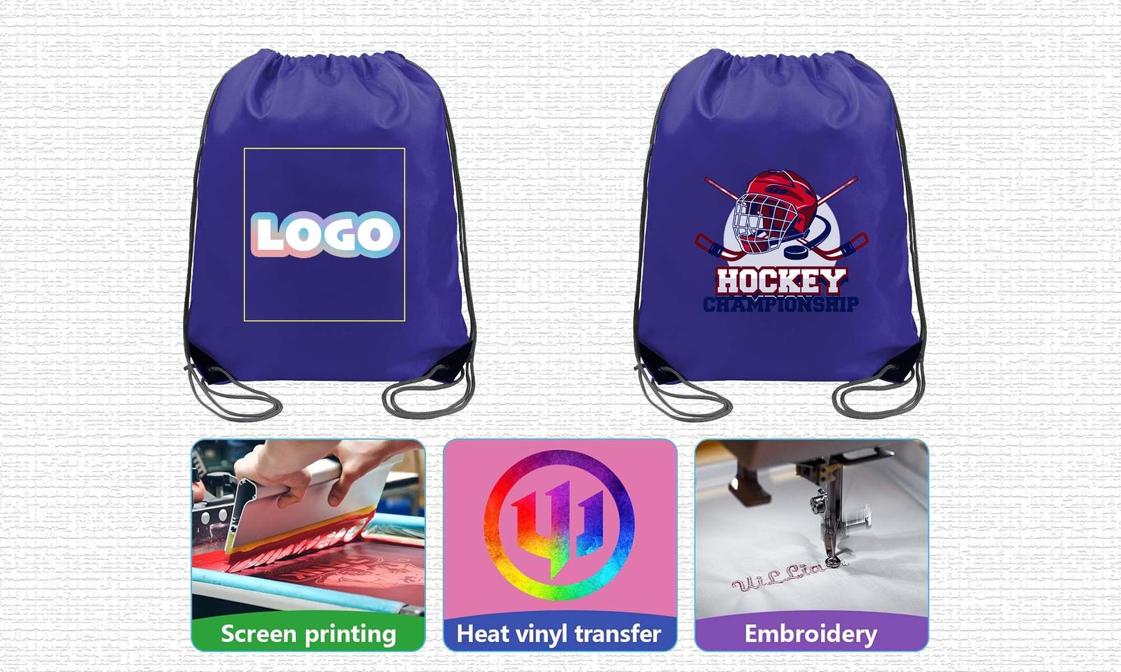 drawstring bag print area for events and schools