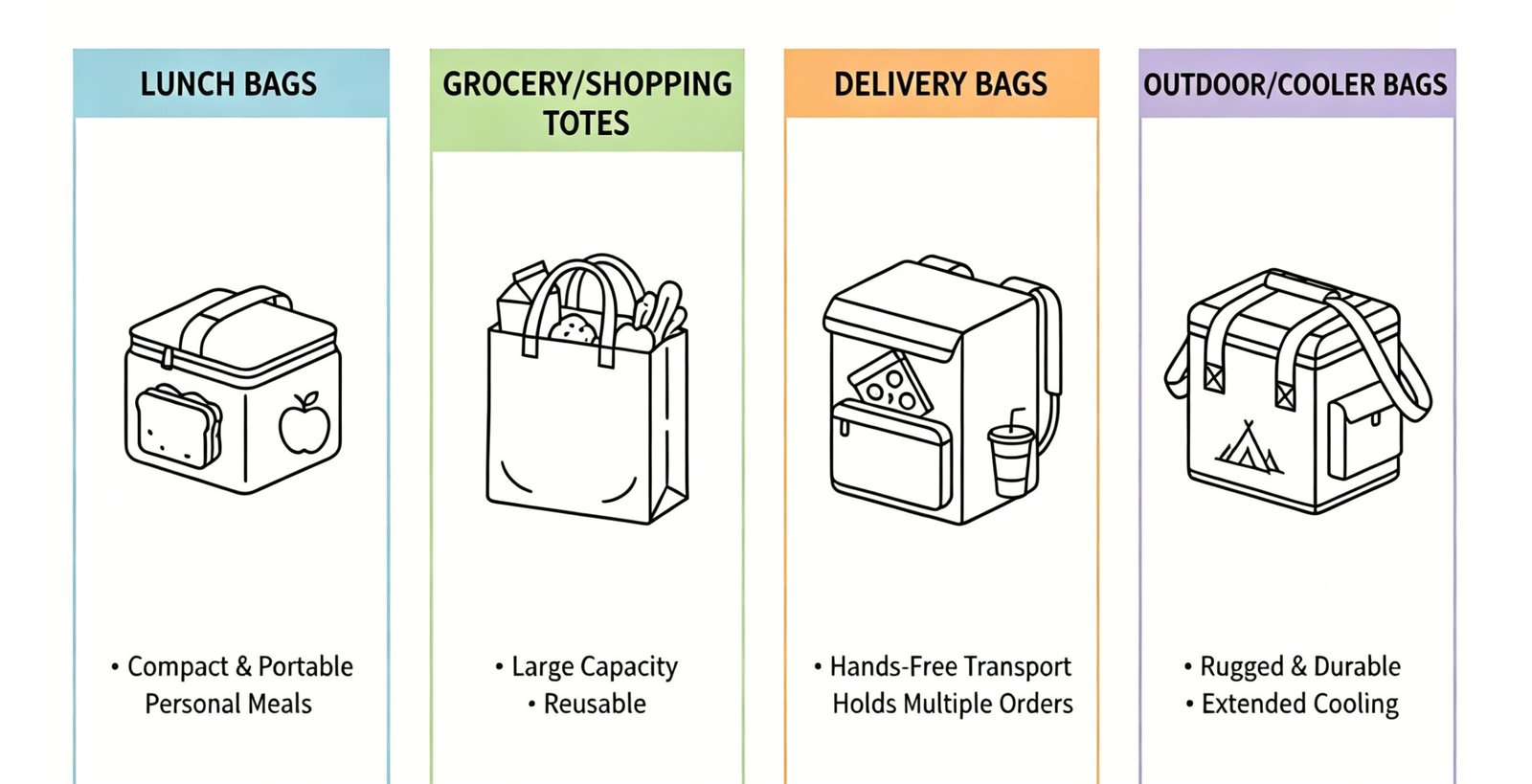 meal kit cooler bag size guide