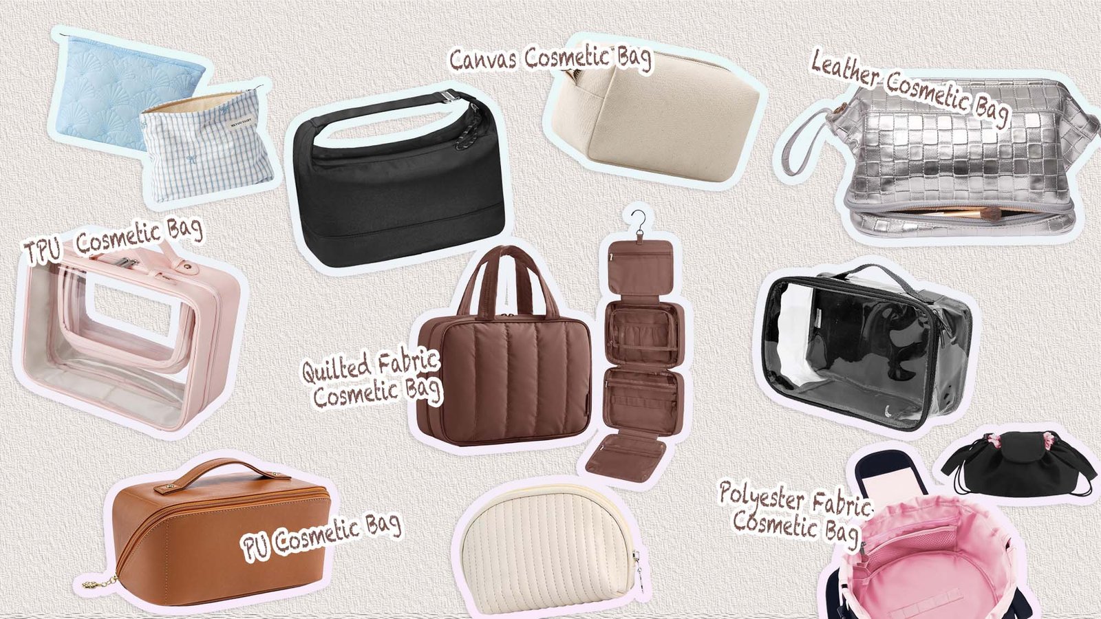 easy to clean makeup bag materials