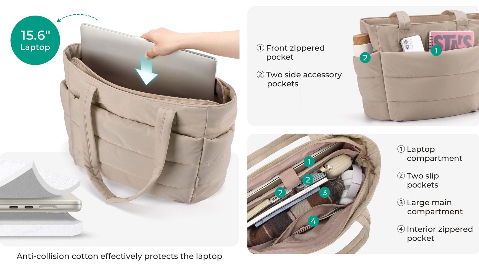 work tote interior pockets