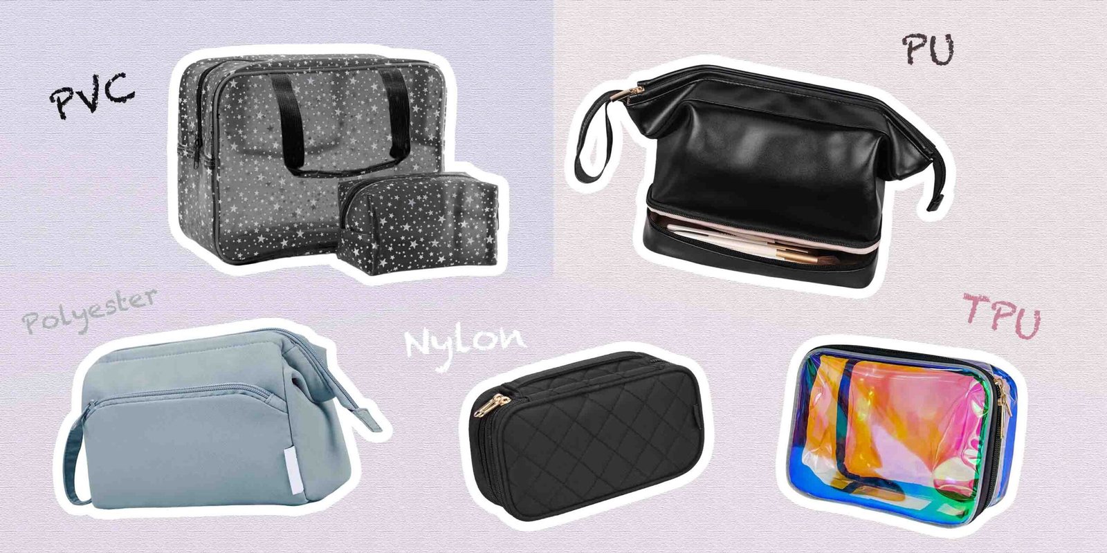 waterproof easy-clean cosmetic bag materials