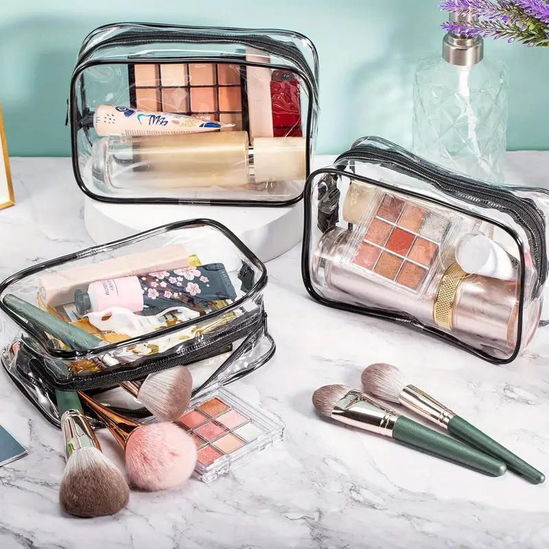 clear compartment travel cosmetic bag