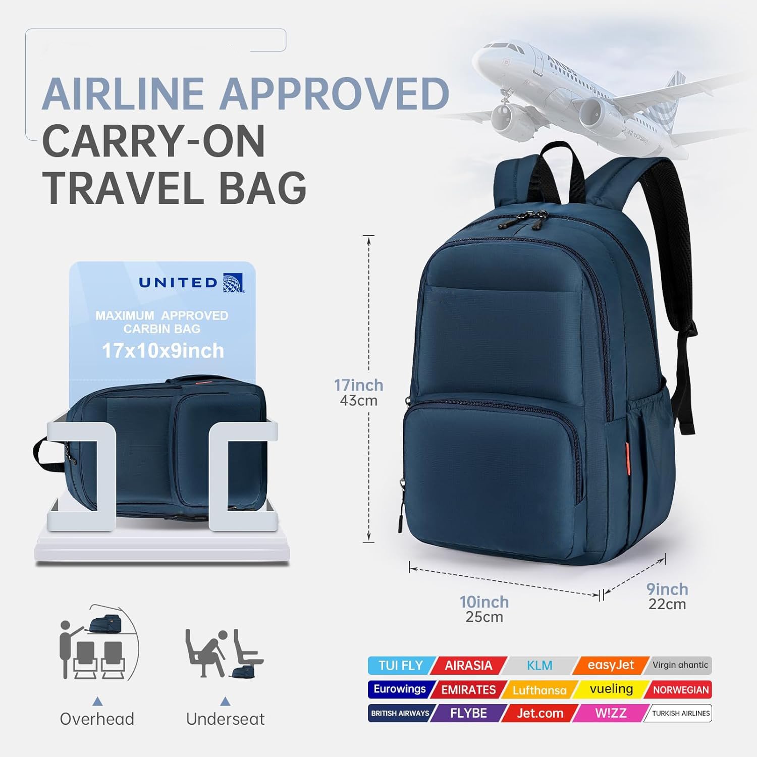 underseat travel backpack liters