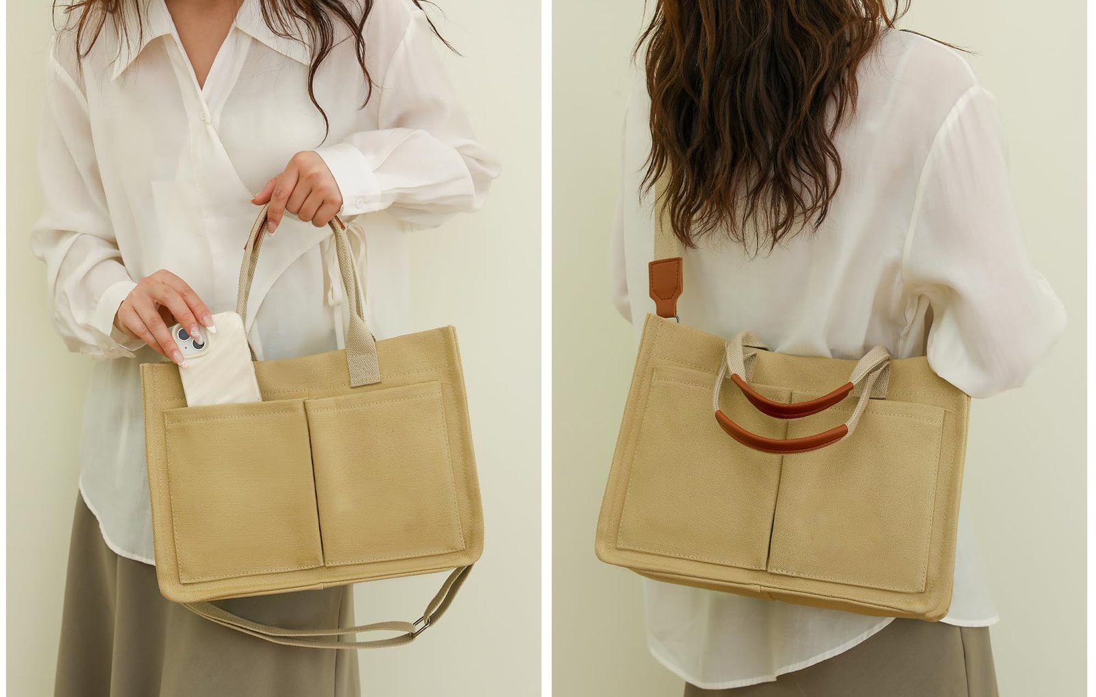 structured work tote handles straps compartments for private label buyers