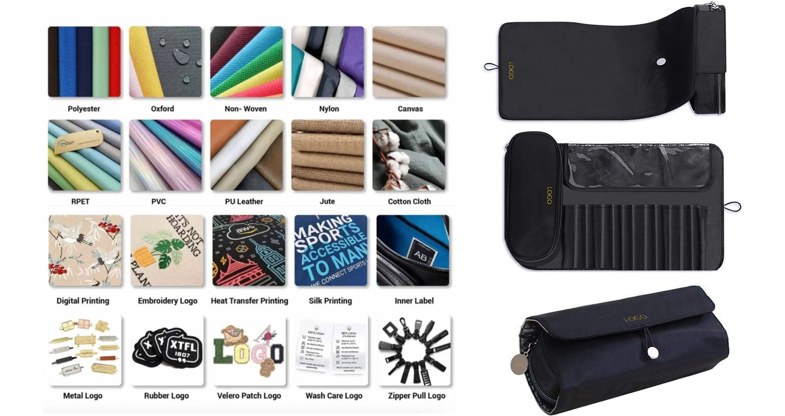 custom cosmetic brush roll bags for beauty brand private label