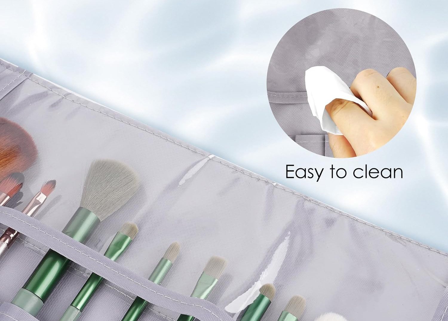 cosmetic brush roll bags easy clean lining materials