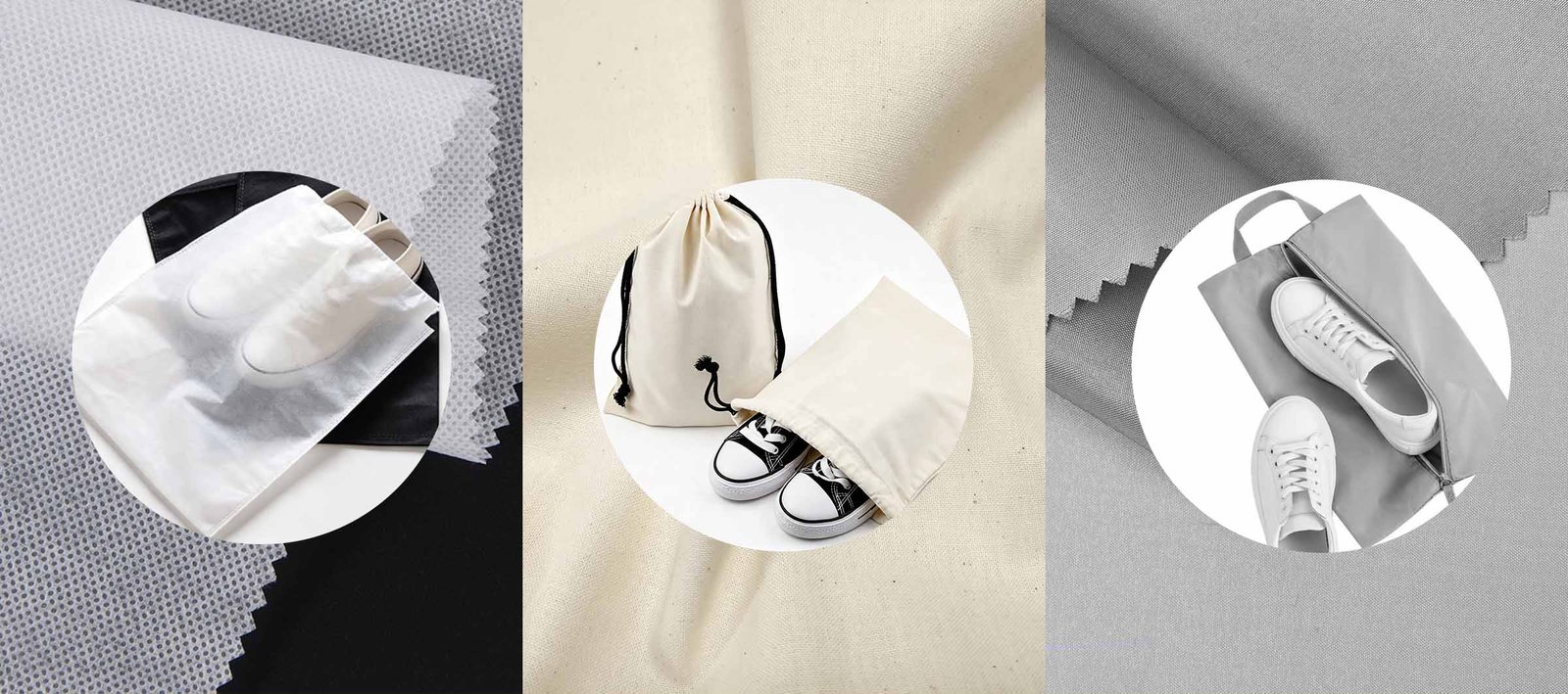 shoe dust bags in non woven cotton and polyester fabrics