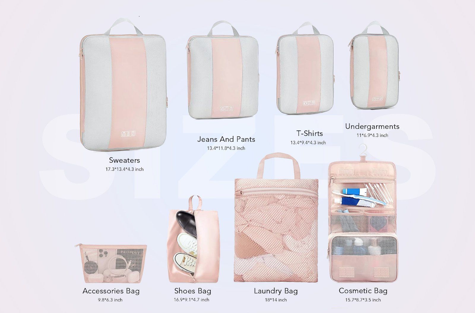 packing cube set sizes