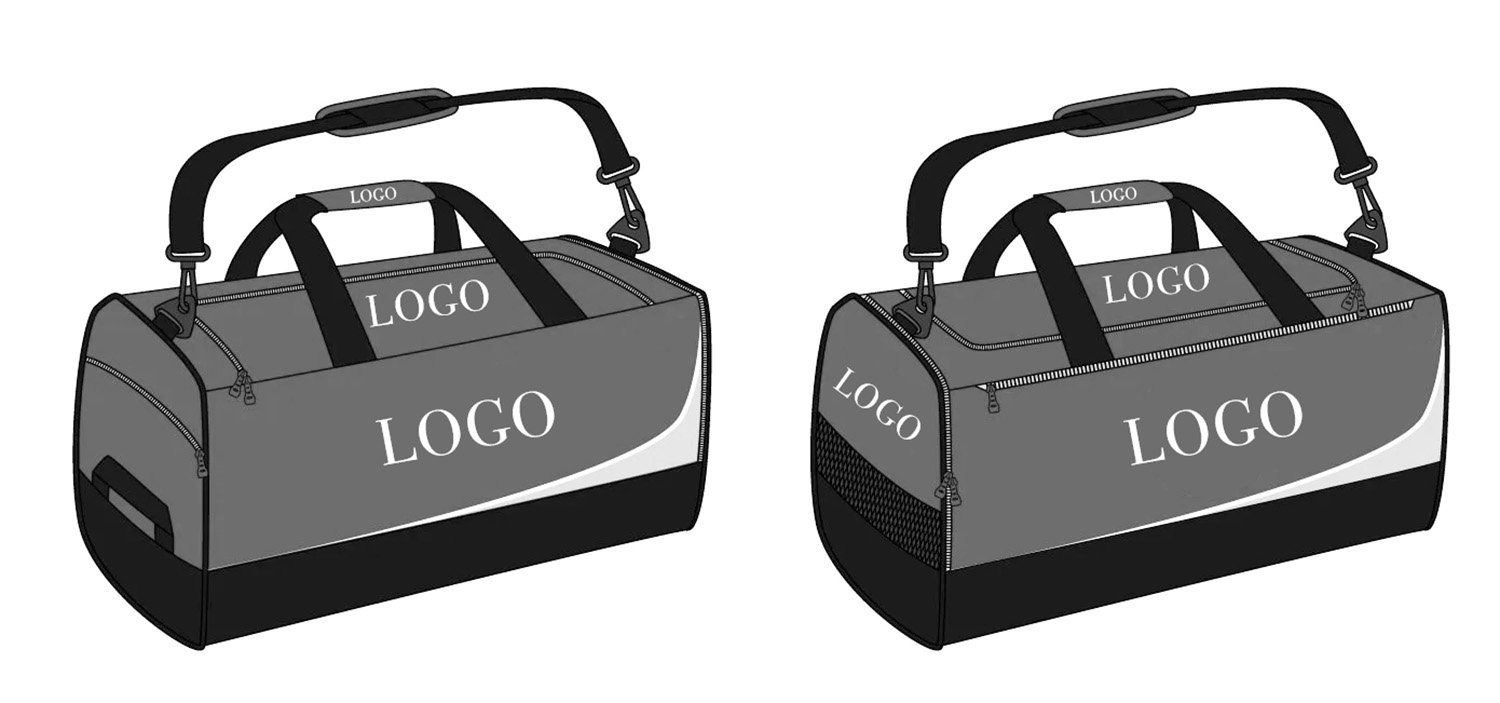 custom duffle bag logo placement