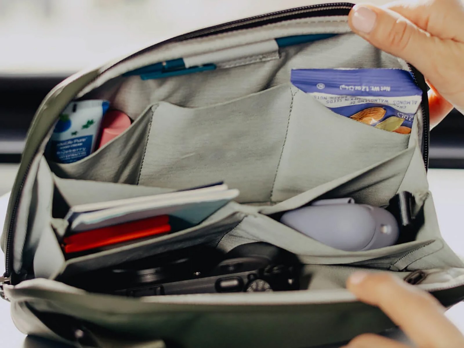 crossbody travel organizer bag layout for buyers