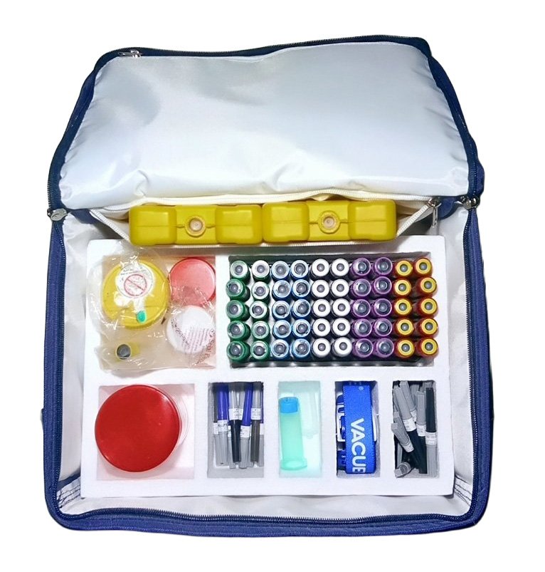 insulated medical sample bags with ice pack space and document pocket layout