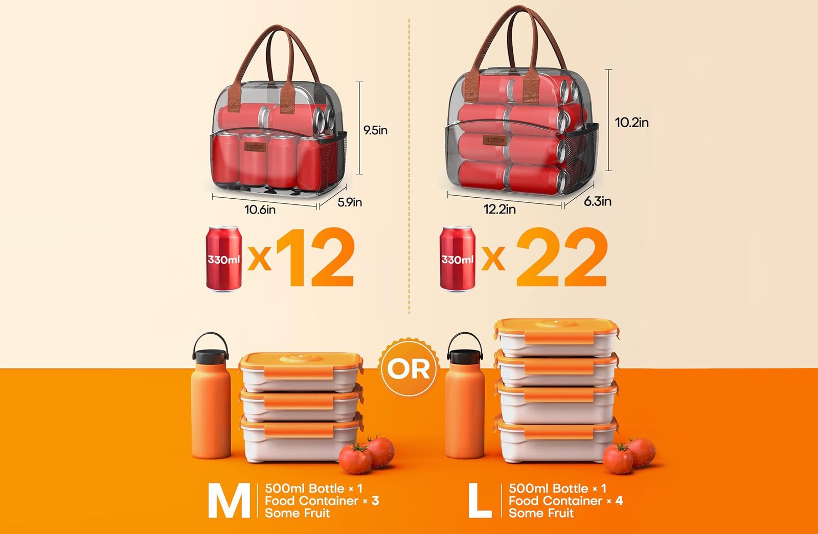 custom wellness lunch bags size comparison for office and healthcare teams