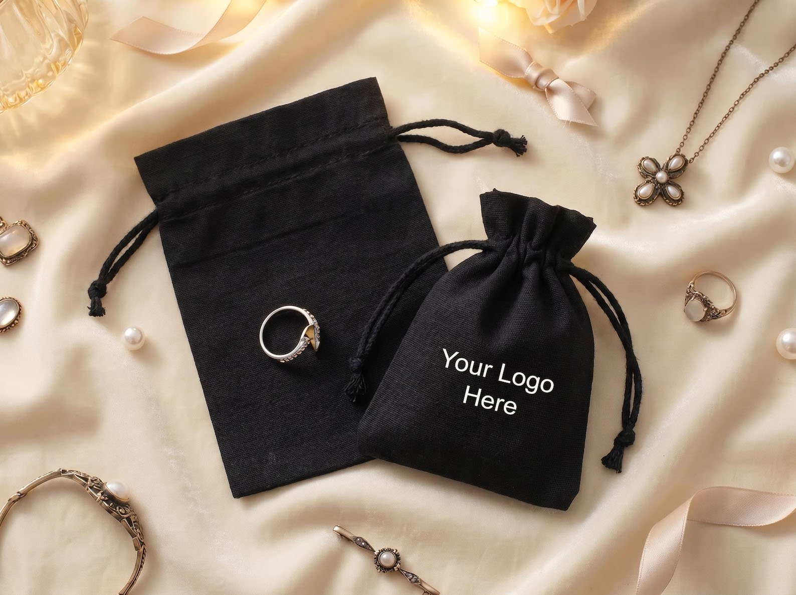 mini drawstring pouch bags for gift packaging and retail presentation