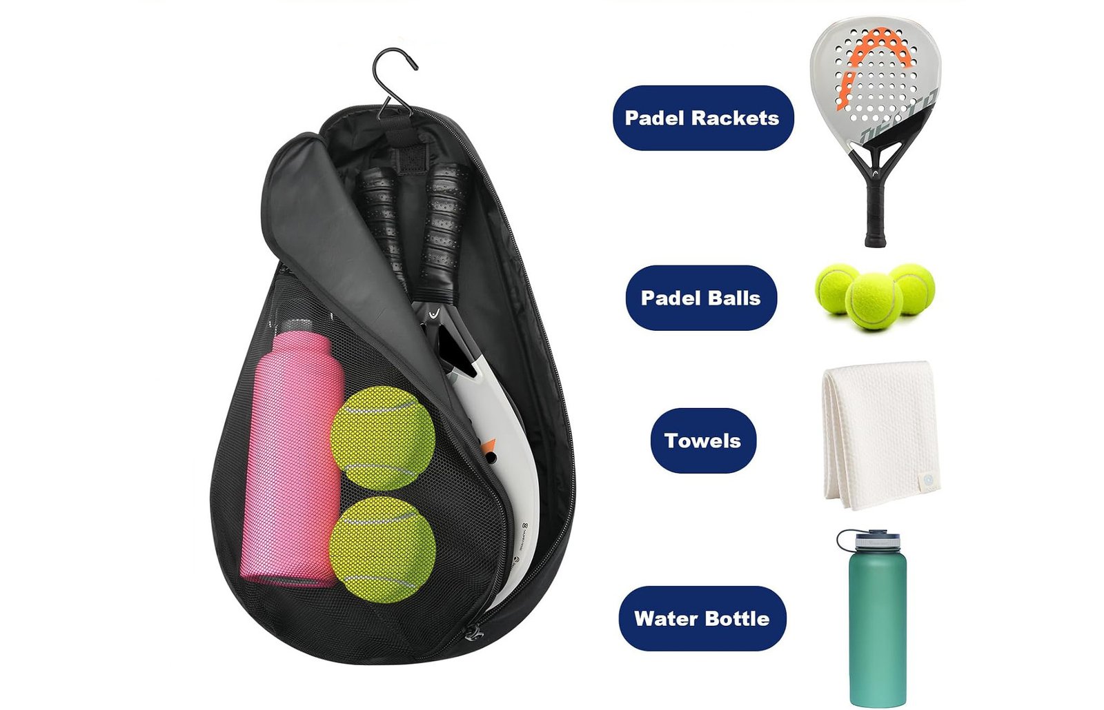 padel & racquet bags with shoe towel and bottle compartments