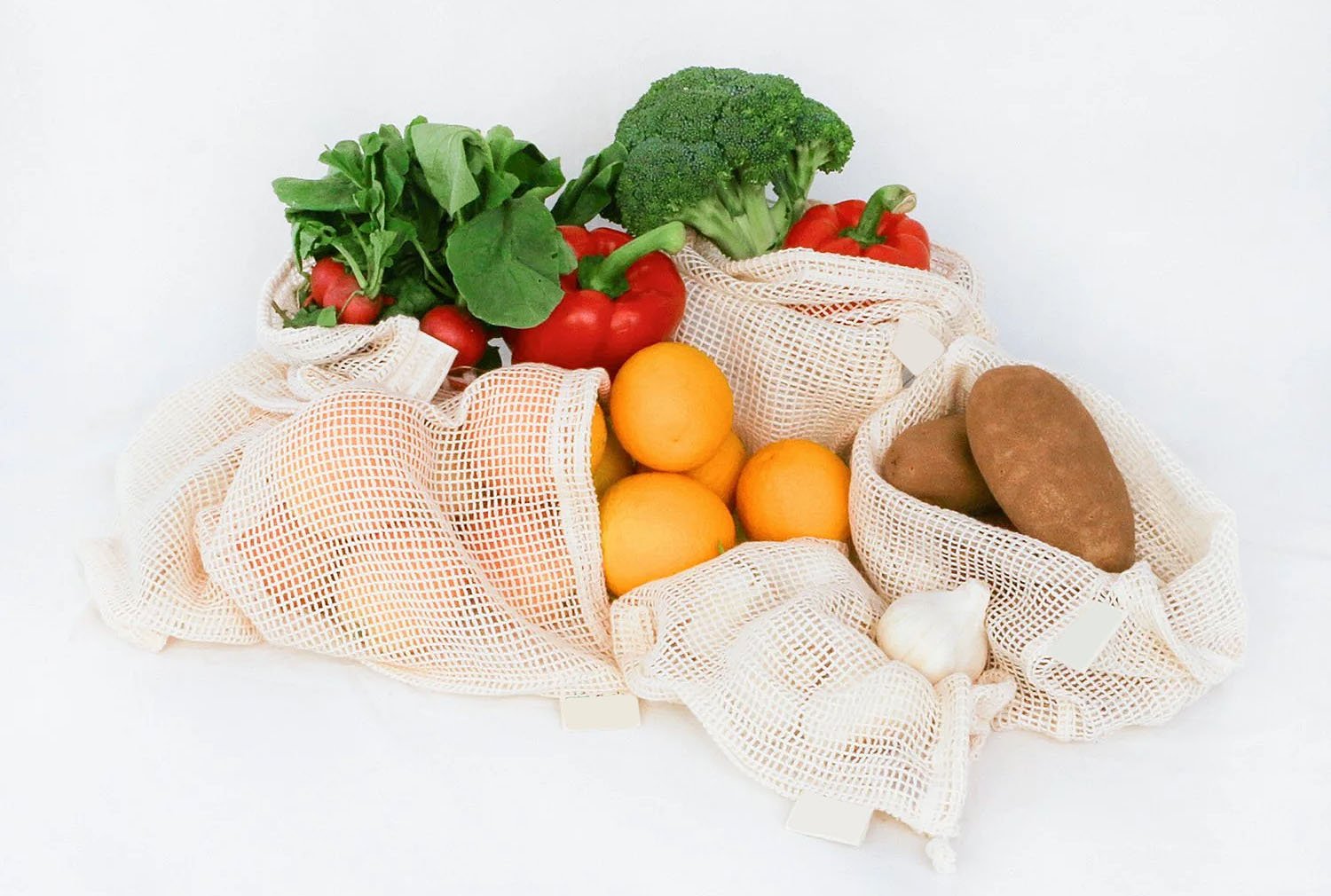 reusable mesh produce bags for fruits and vegetables