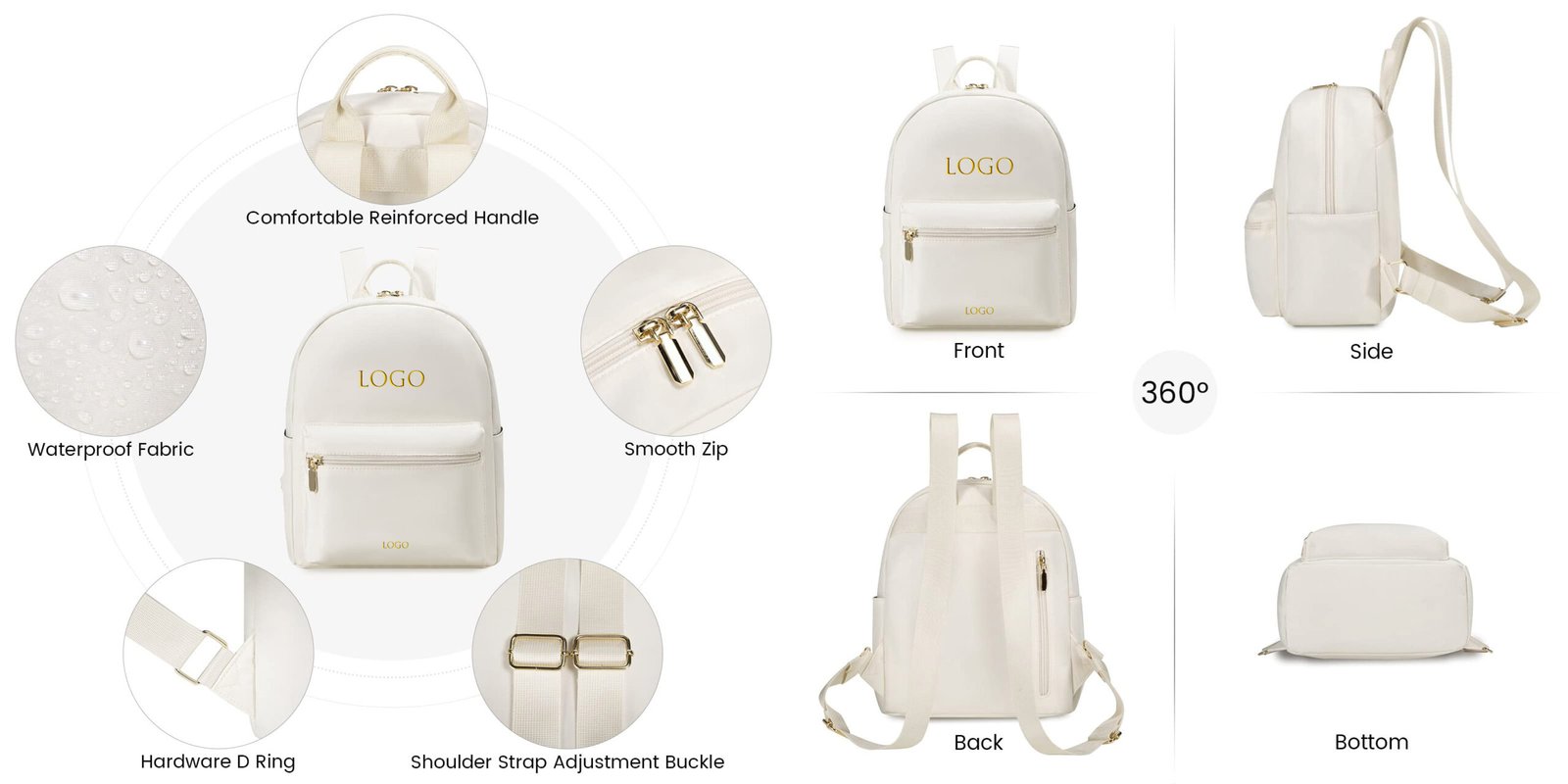 subtle logo placement on corporate mini backpacks