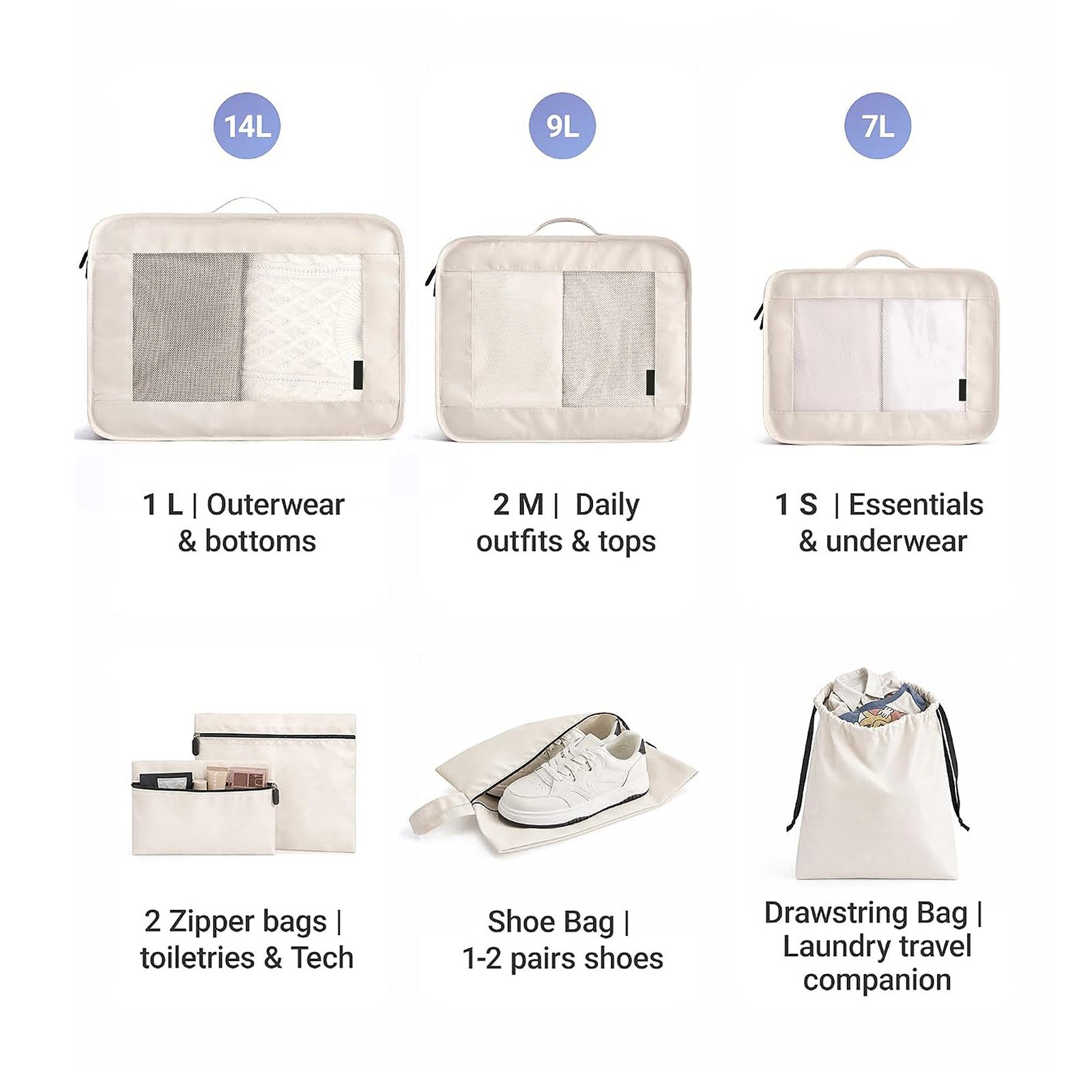 8-Piece Travel Packing Cube Set