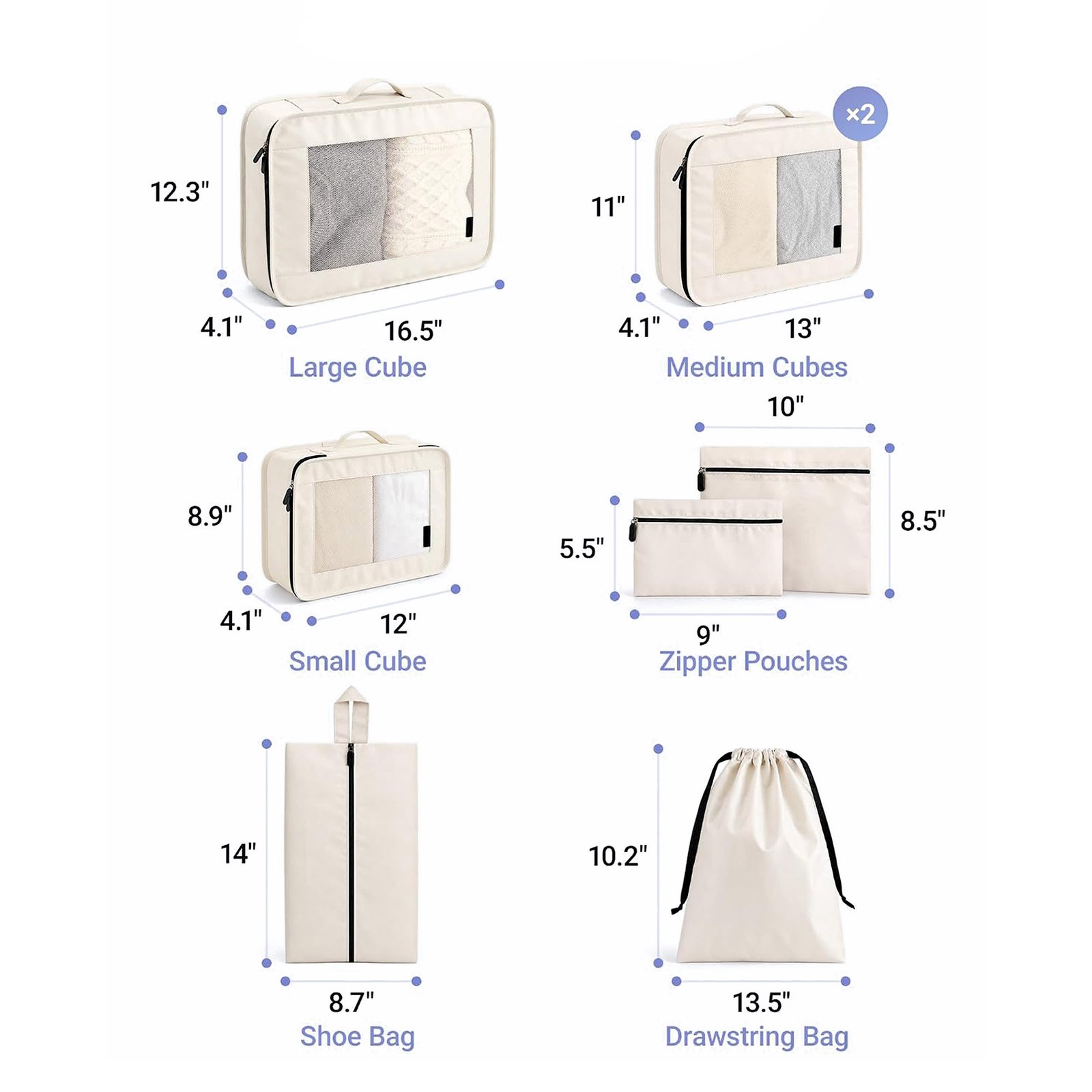 8-Piece Travel Packing Cube Set