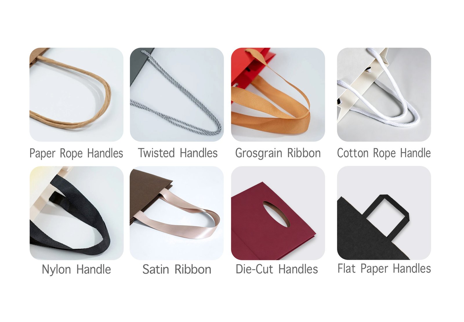 Handle options for custom gift bags