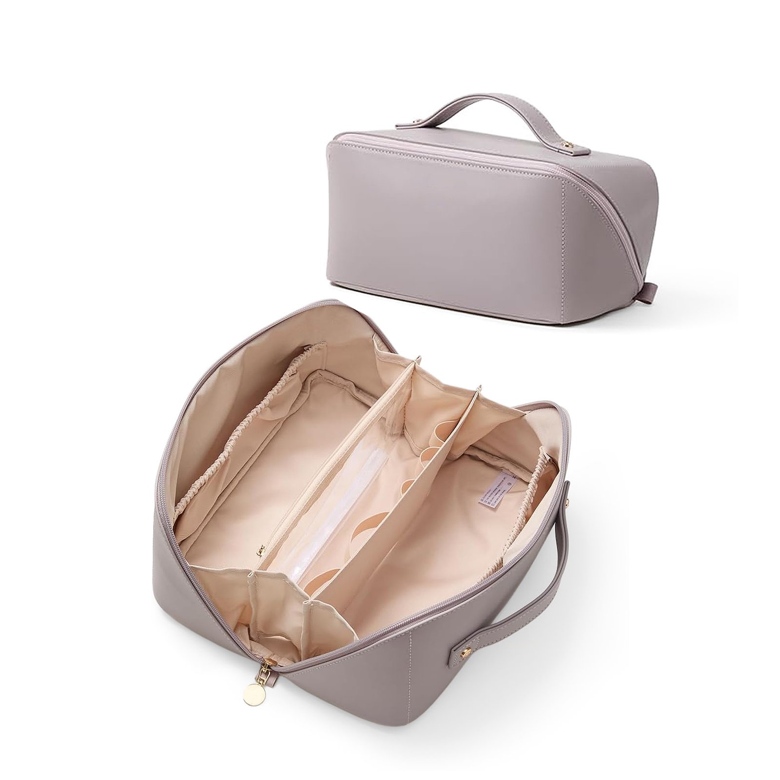 Wide-Opening PU Leather Cosmetic Bag