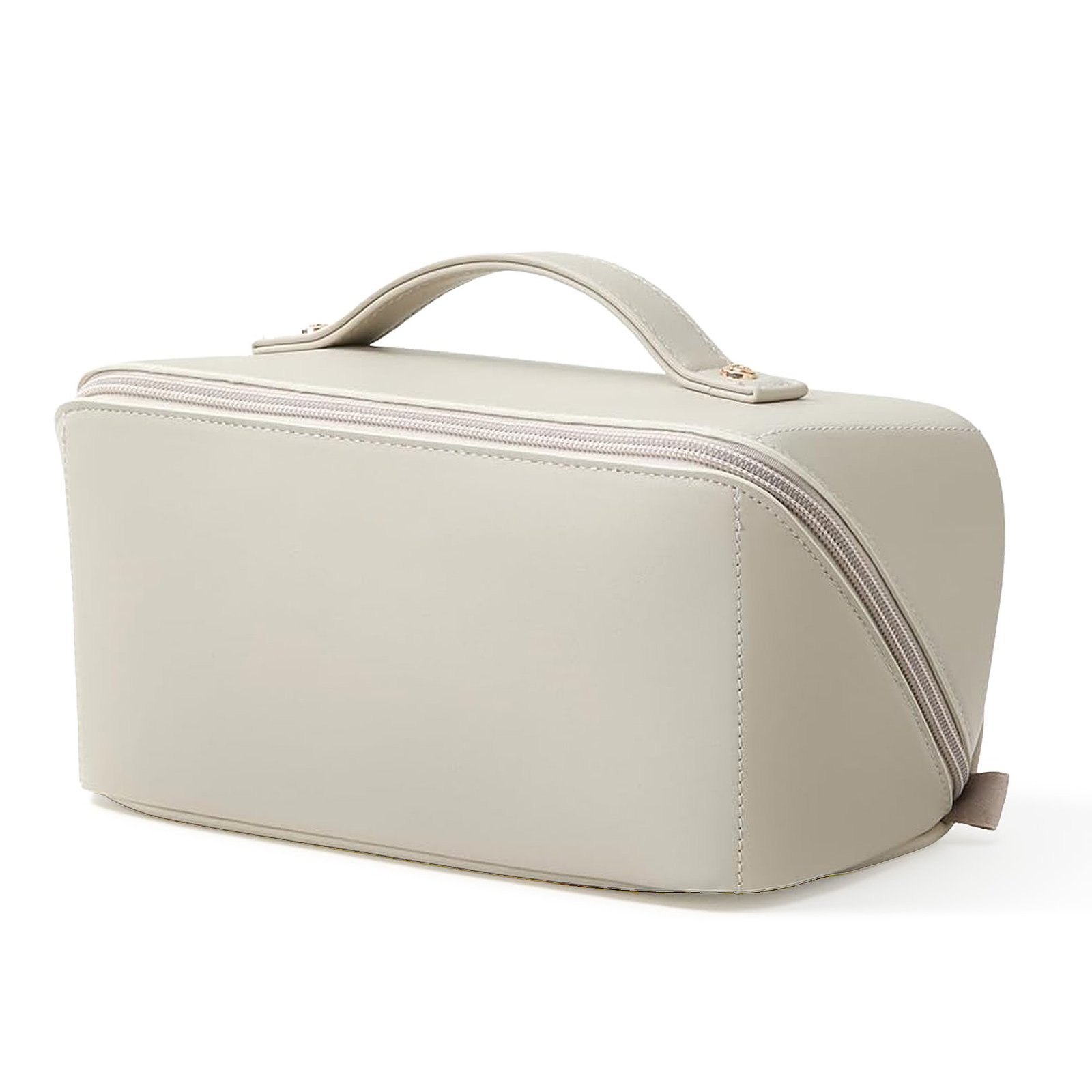 Wide-Opening PU Leather Cosmetic Bag