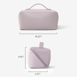 Wide-Opening PU Leather Cosmetic Bag