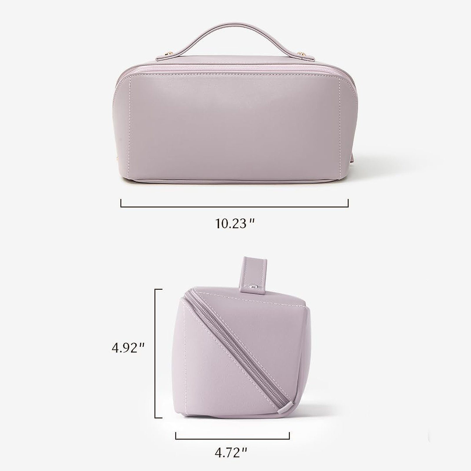 Wide-Opening PU Leather Cosmetic Bag
