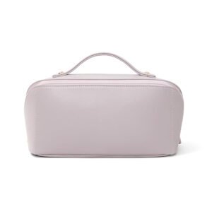 Wide-Opening PU Leather Cosmetic Bag