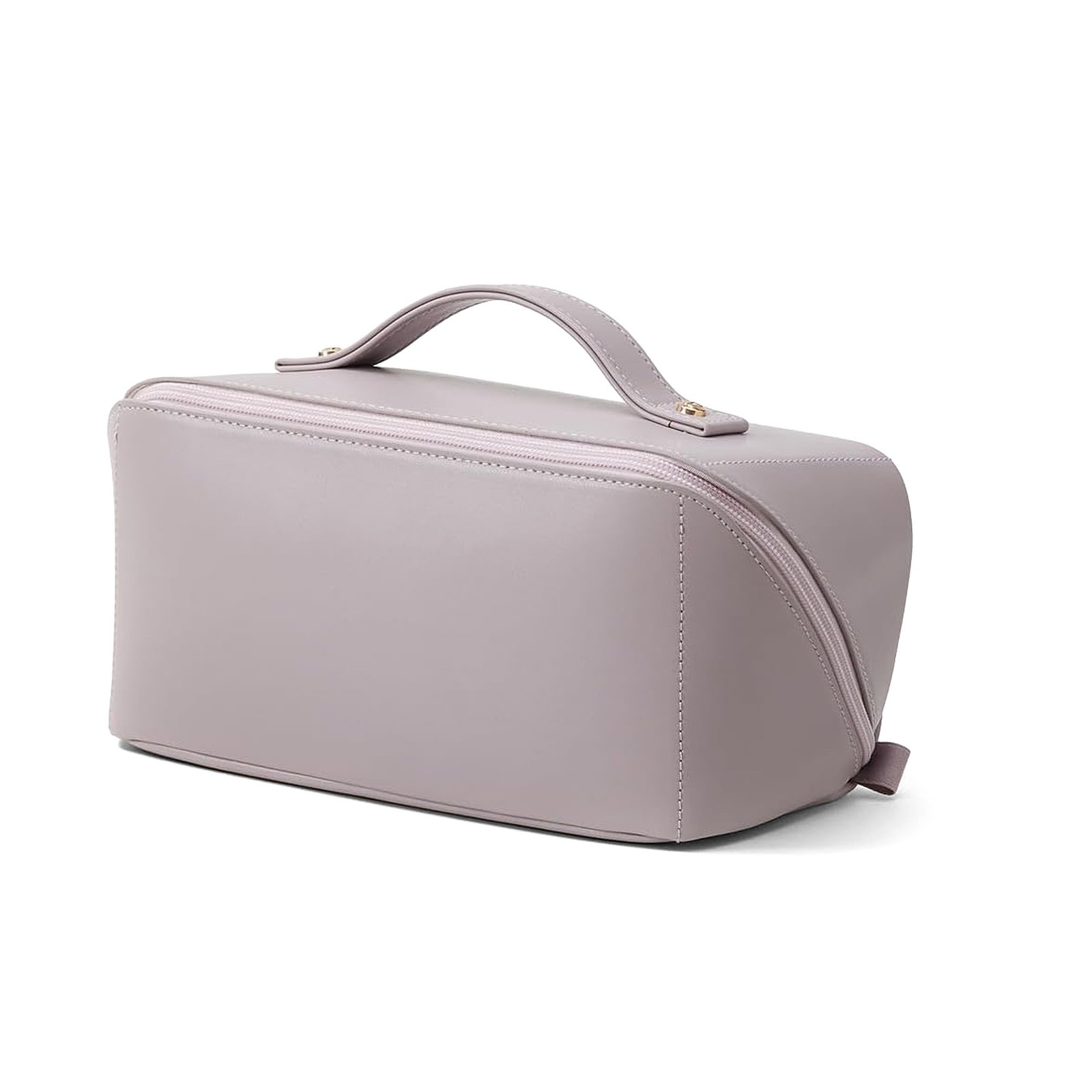 Wide-Opening PU Leather Cosmetic Bag