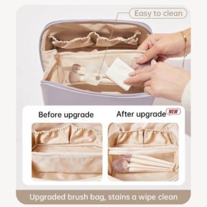 Wide-Opening PU Leather Cosmetic Bag