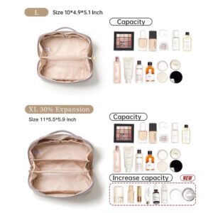 Wide-Opening PU Leather Cosmetic Bag