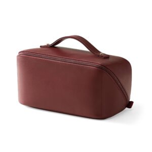 Wide-Opening PU Leather Cosmetic Bag