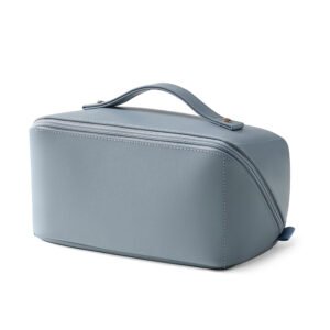 Wide-Opening PU Leather Cosmetic Bag
