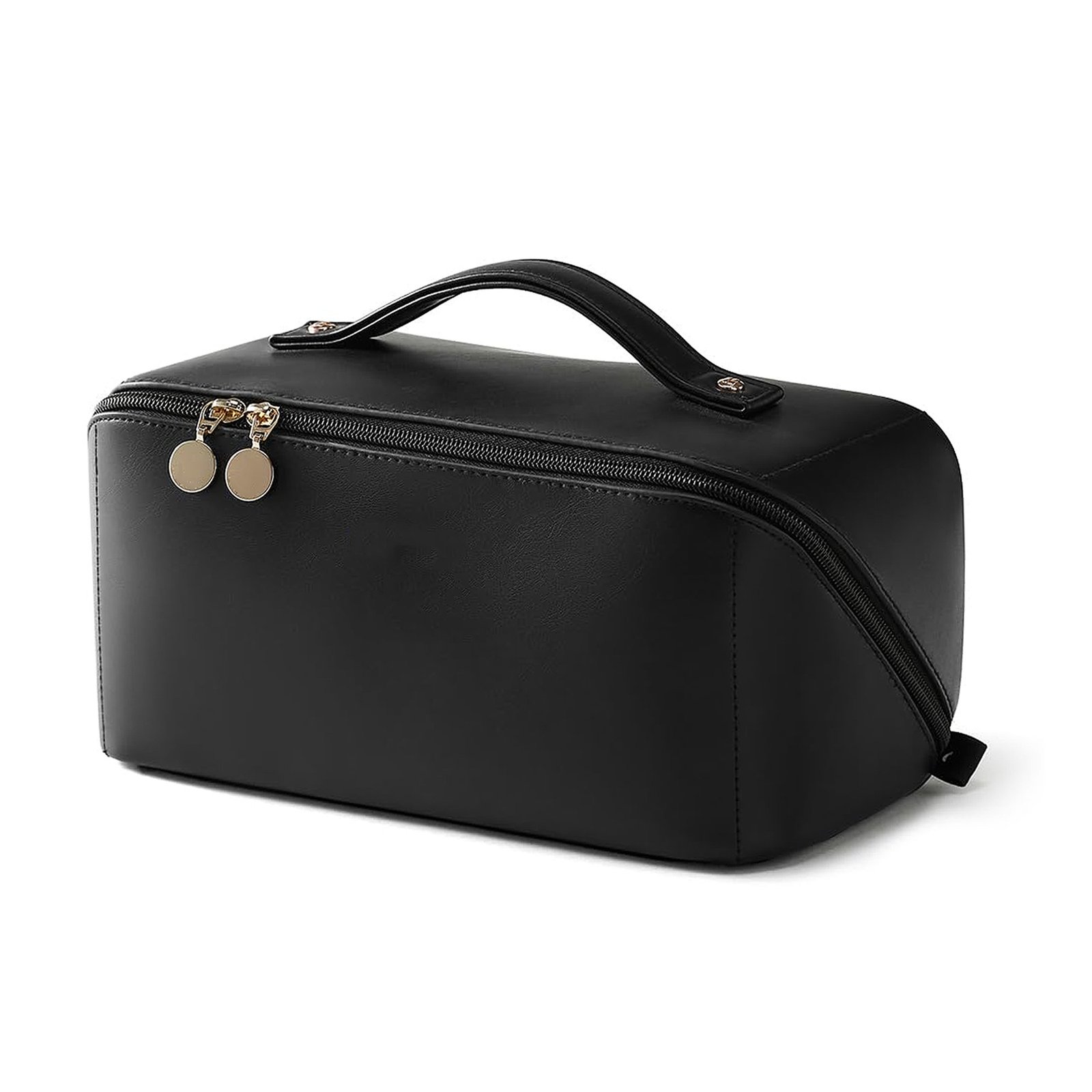 Wide-Opening PU Leather Cosmetic Bag