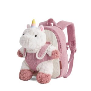 Children's backpack with a detachable plush toy