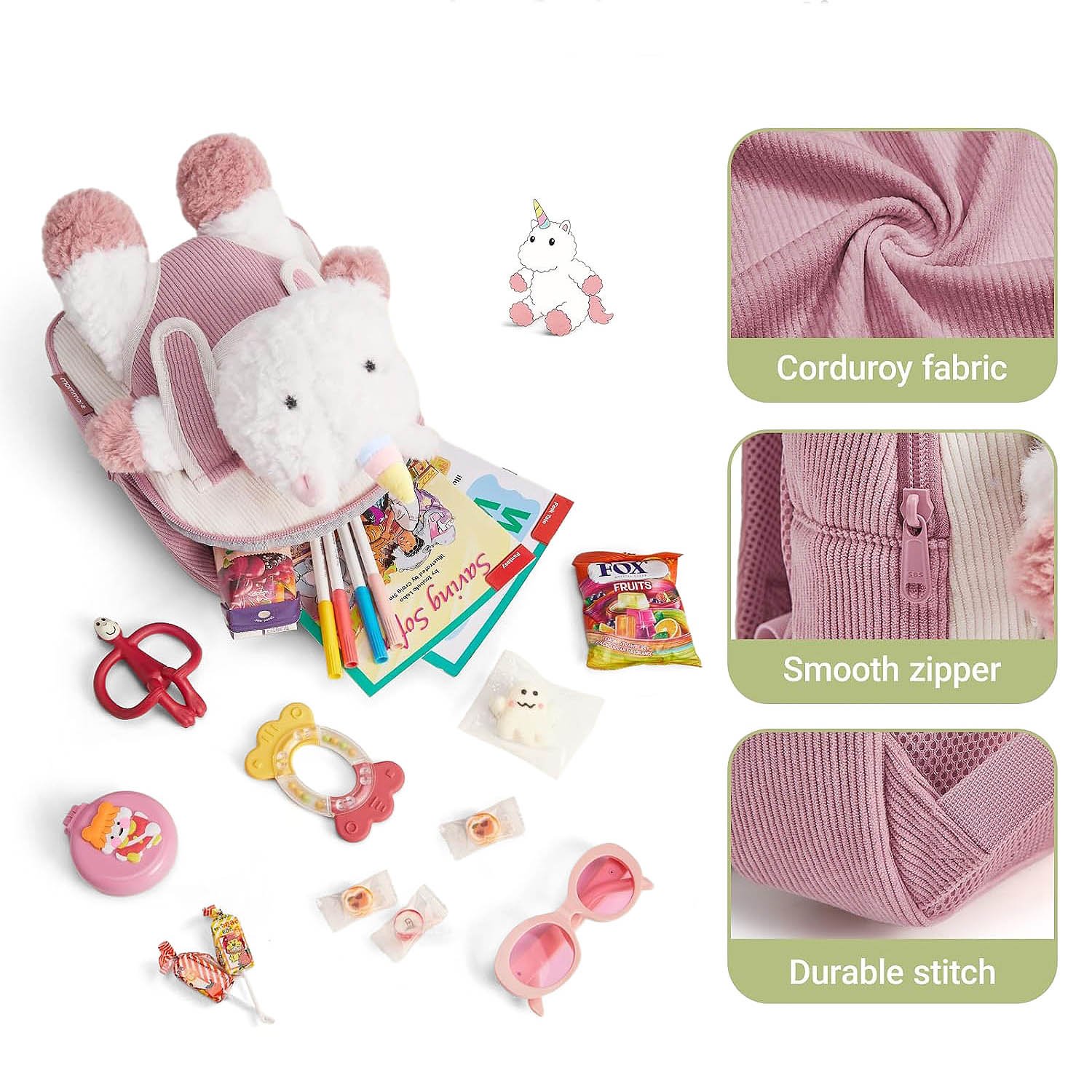 Children’s backpack with a detachable plush toy