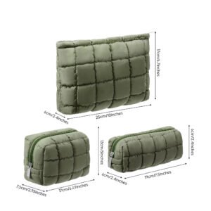 3-Piece Puffy Quilted Makeup Bag Set